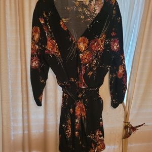 XL Maurices Flowered Black Romper